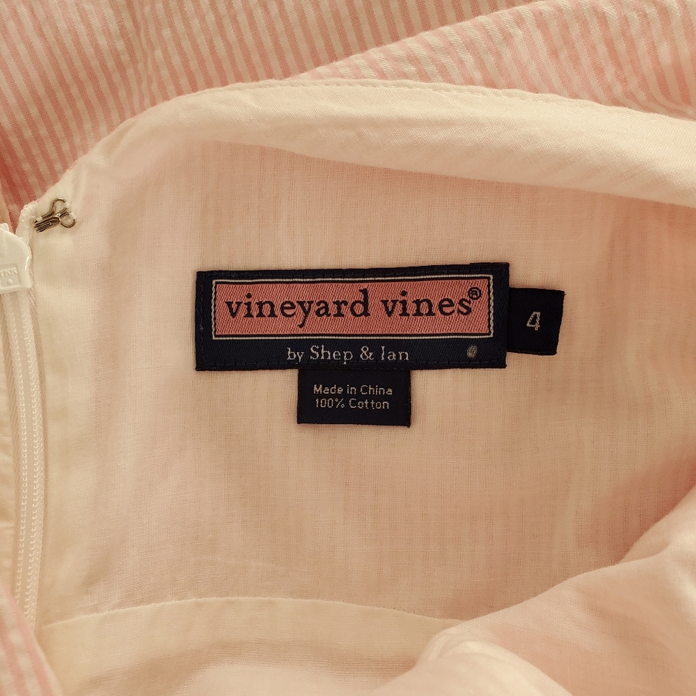 Vineyard Vines Pink Seersucker Reina Sundress sz 4 - Picture 15 of 15